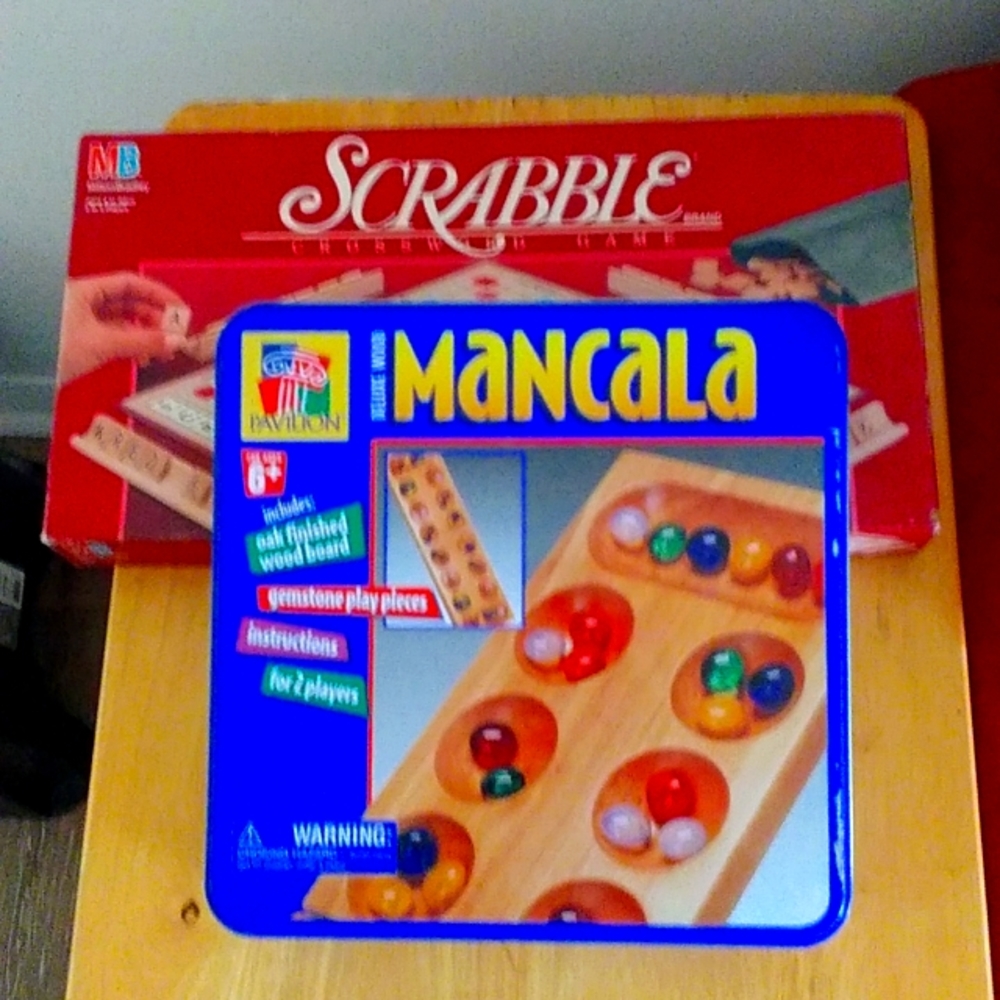 Two Old fashioned games Scrabble and Mancala